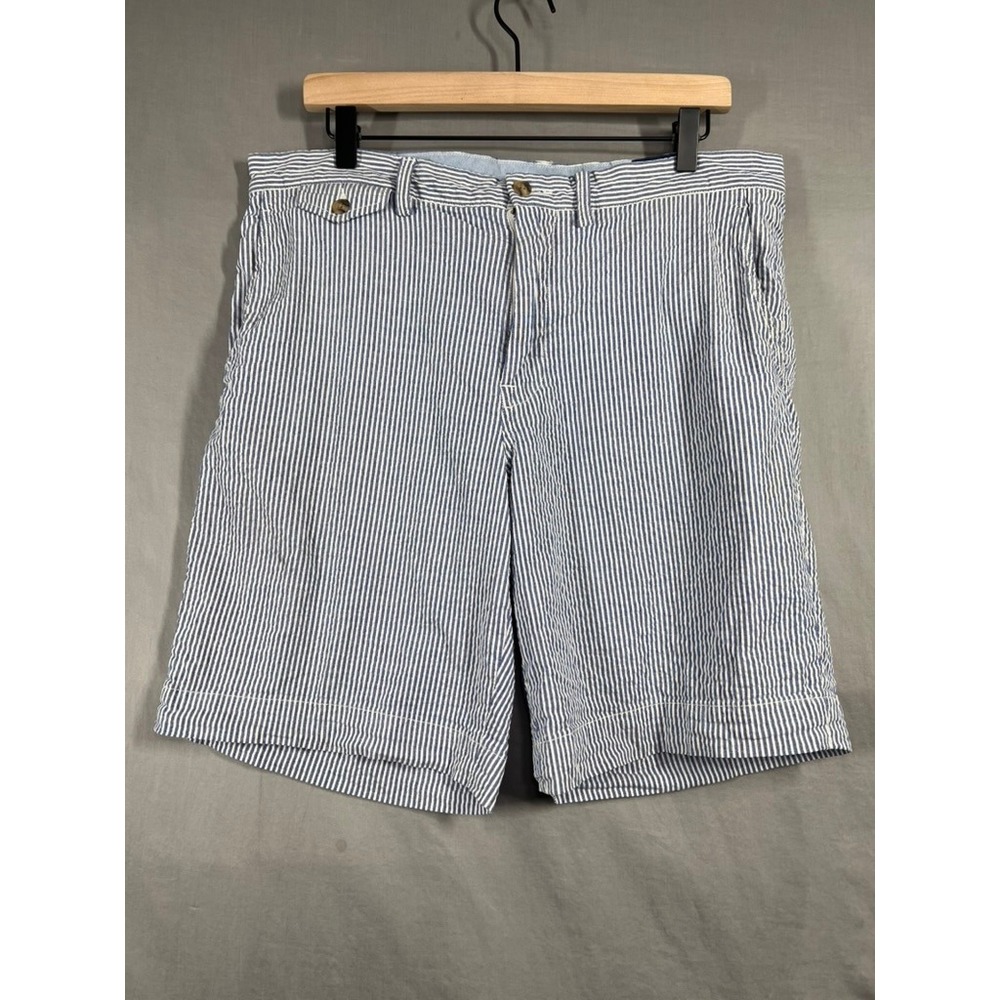 Polo Ralph Lauren Stretch Classic Fit Seersucker Striped Shorts Mens 33 Blue